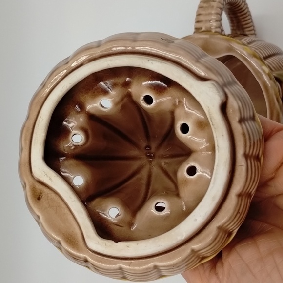 TILSO Juice Squeezer Vintage ceramic basket weave look tan with handle Japan - Picture 4 of 8